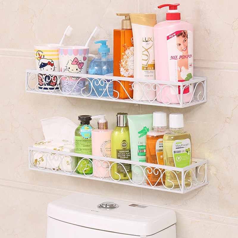 免打孔壁挂浴室置物架卫生间厕所架纸巾架收纳架化妆品架洗漱台架|ru