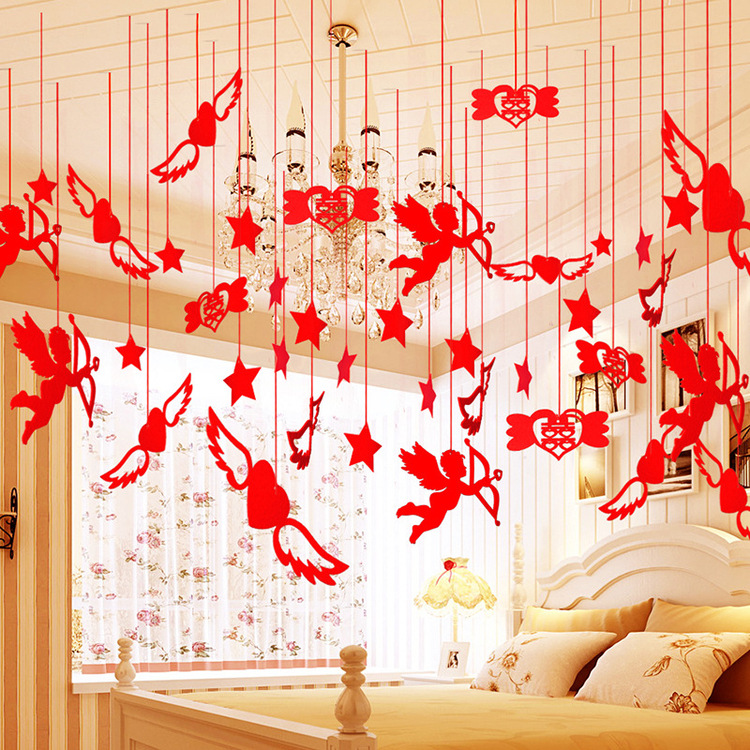 结婚婚庆用品个性挂坠浪漫婚礼挂件吊饰新婚房装饰DIY无纺布拉花