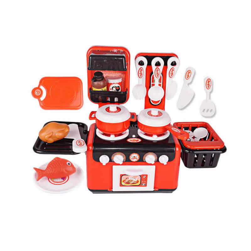 冬己儿童趣味多功能厨房炉具灯光过家家 做饭仿真儿童玩具FDE376|ru