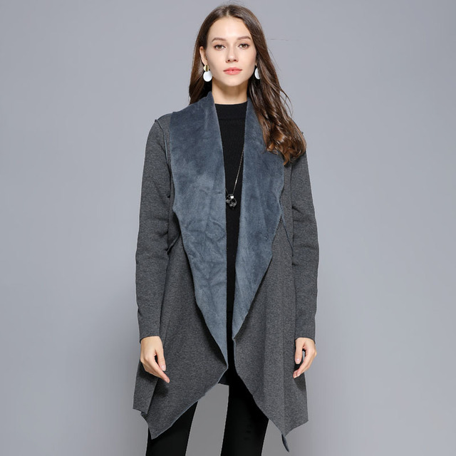 Long sleeve lapel jacket with velvet for warmth preservation loose