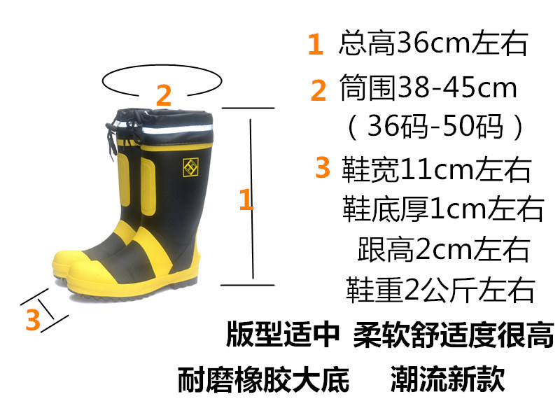 汤河店  钢包头劳保雨鞋防刺钢底橡胶雨靴高筒防水靴胶鞋C