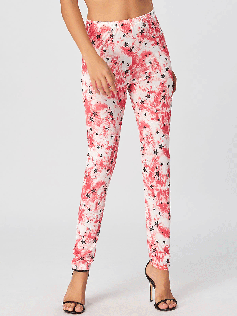 Womens Casual Star Pattern Leggings Slim Fit Comfortable Fabric Versatile Style Ideal for Everyday Wear Wholesale