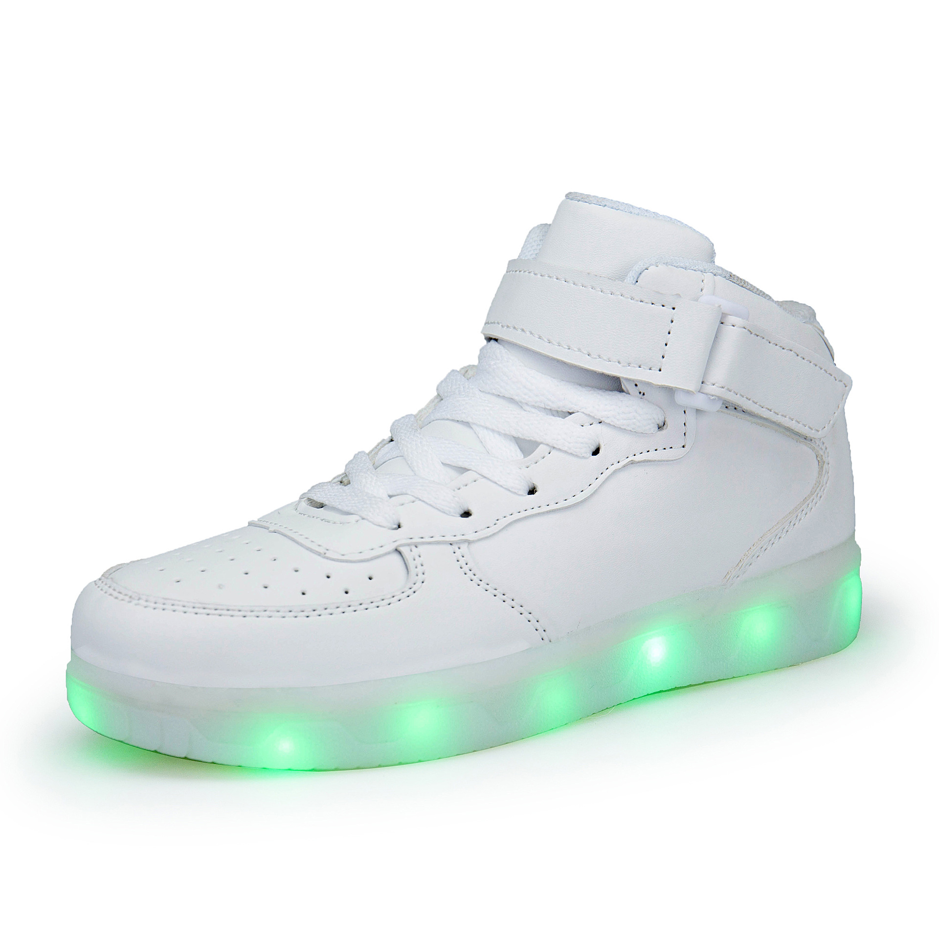 跨境爆品高帮灯鞋 韩版情侣板鞋  LED发光鞋  厂家直销