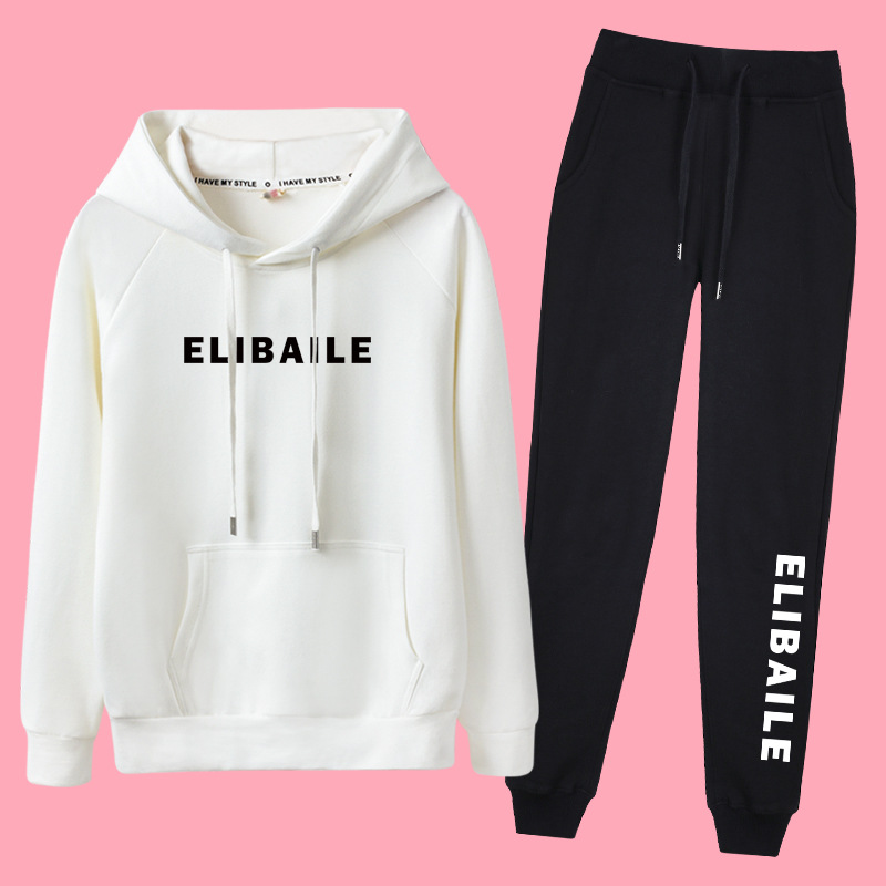 Sports suit Spring and autumn season Korean Edition student Easy run Casual Wear Two piece set new pattern Hooded Sweater wholesale