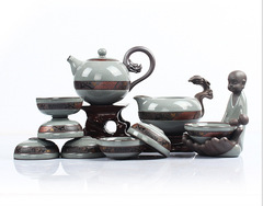 Ru Kiln Tea Set New Product Complete Kung Fu Tea Set Ge Kiln Open Piece Ru Kiln Dragon Bead Pot Purple Clay Tea Set Wholesale