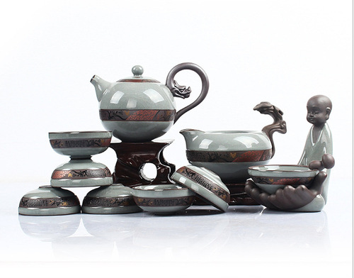 Ru Kiln Tea Set New Product Complete Kung Fu Tea Set Ge Kiln Open Piece Ru Kiln Dragon Bead Pot Purple Clay Tea Set Wholesale