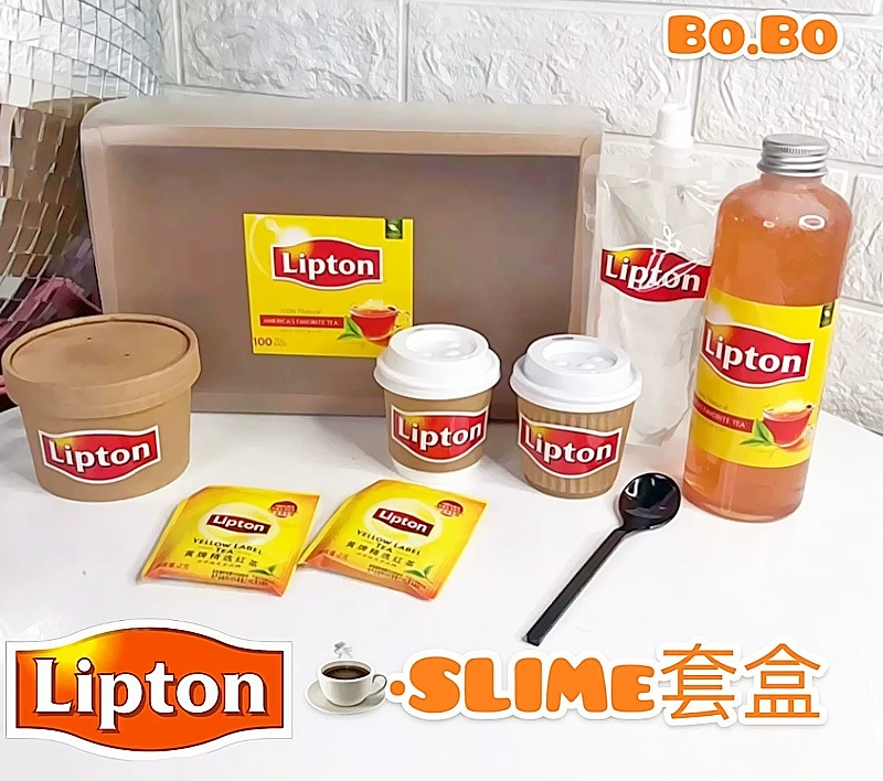 Sticker & Slime Set (Lipton, Doublemint) with Storage Pouch, Handmade 6×3 cm