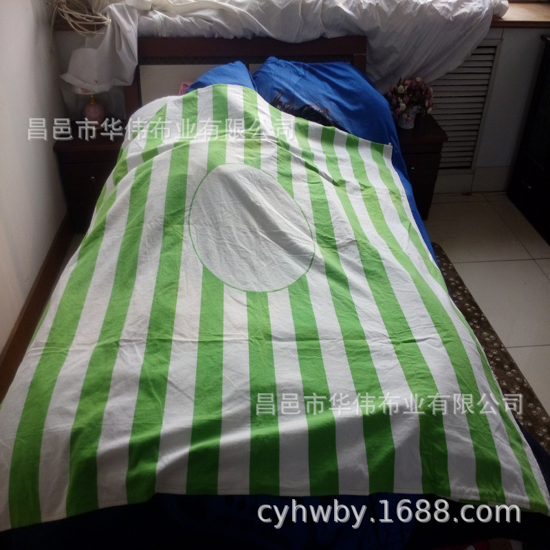 全棉梭织法兰绒  单面起绒肩背便携式全棉沙滩巾面料