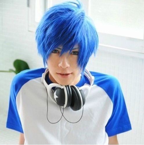 Male Short Blue Purple Beautiful Teenager Anti-warping Wig display picture 3