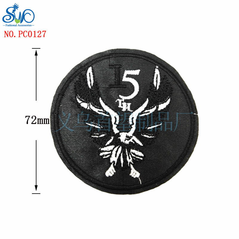 时尚布贴刺绣 黑色刺绣徽章 可 英伦风服装辅料配件