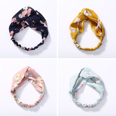 overlapping Hair band the republic of korea Like a breath of fresh air Wash one's face Headband Simplicity Elastic Narrow Broken flowers Tie Fabric art Hair hoop wholesale