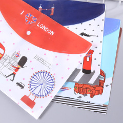 韓國文具卡通A4文件袋 按扣式學習辦公用品 資料袋批發可愛塑料袋