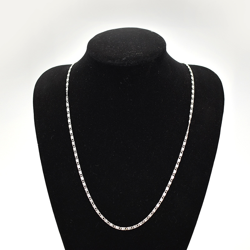 Lemi flache seitliche Halskette, einfacher Modeschmuck, personalisierte Eisenkette_voghion.com