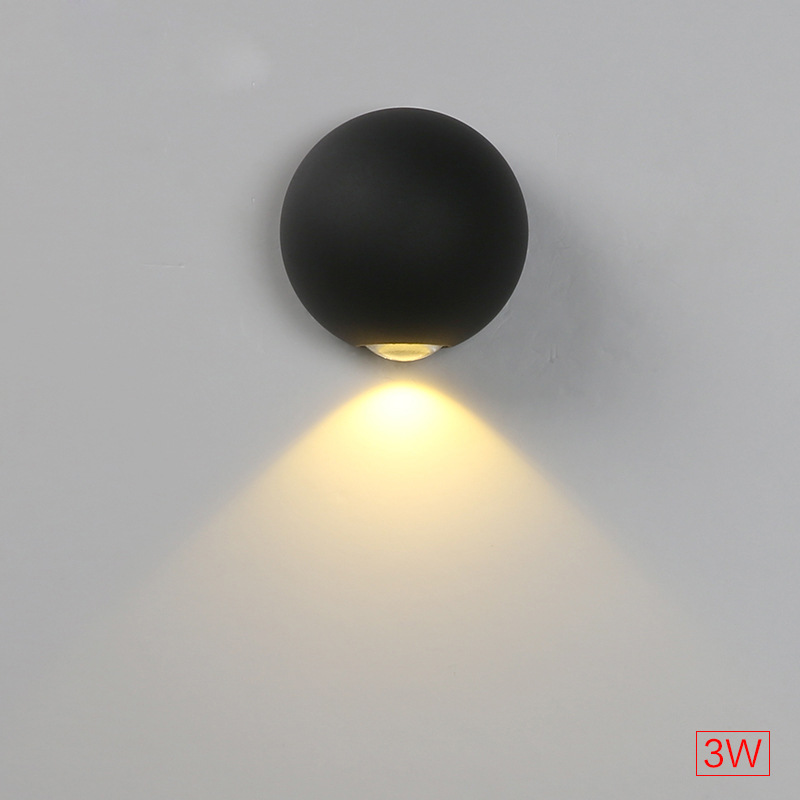 3W/6W/12W LED lámpara de pared al aire libre IP65 bola jardín lámpara corredor escalera Luz