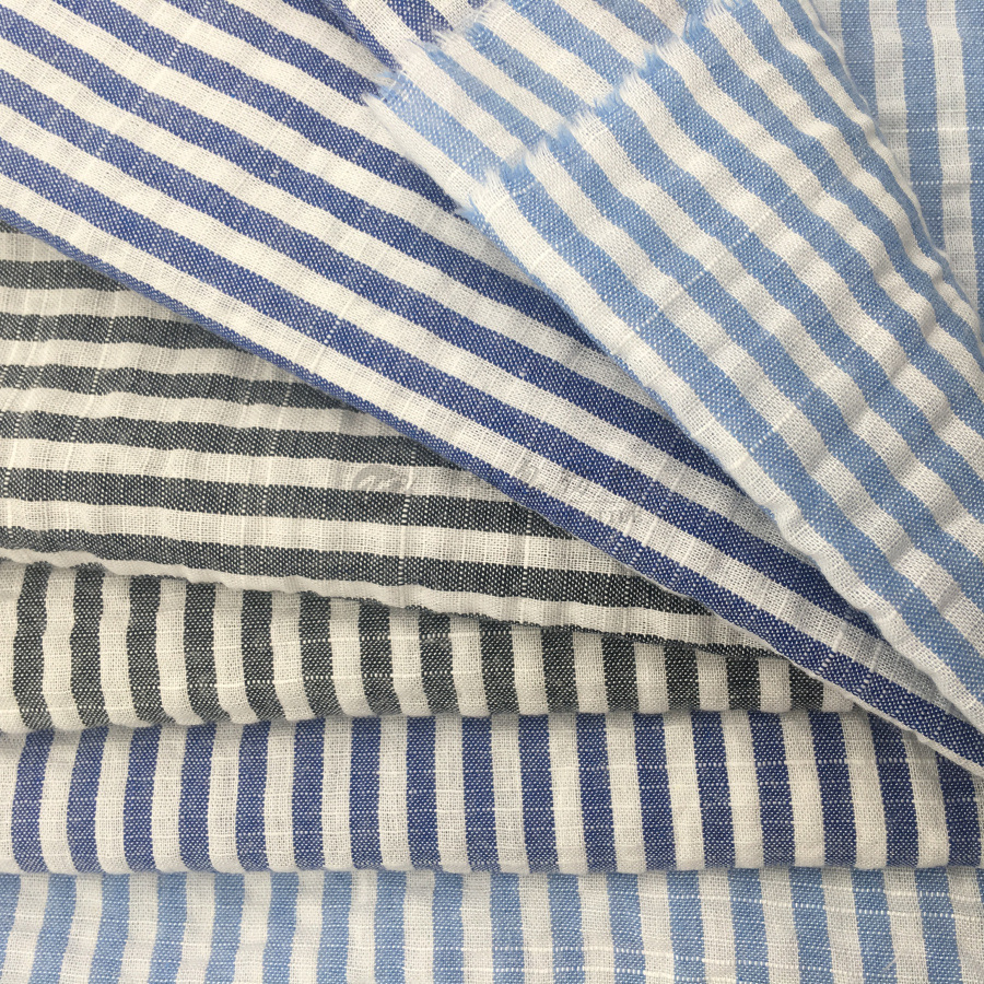 厂家直销  现货供应  色织条子 竹节面料  外贸热卖 涤棉 批发