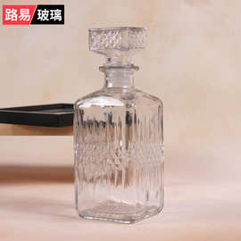 1000ml方形钻石红酒瓶酒具洋酒瓶酒樽威士忌创意醒酒器葡萄酒瓶