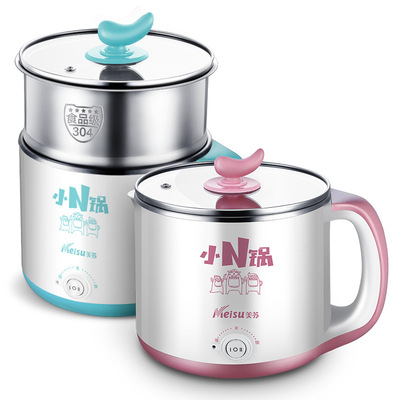 厂家批发美苏1.5升304不锈钢宿舍小功率电煮锅学生迷你电锅煮面锅|ms