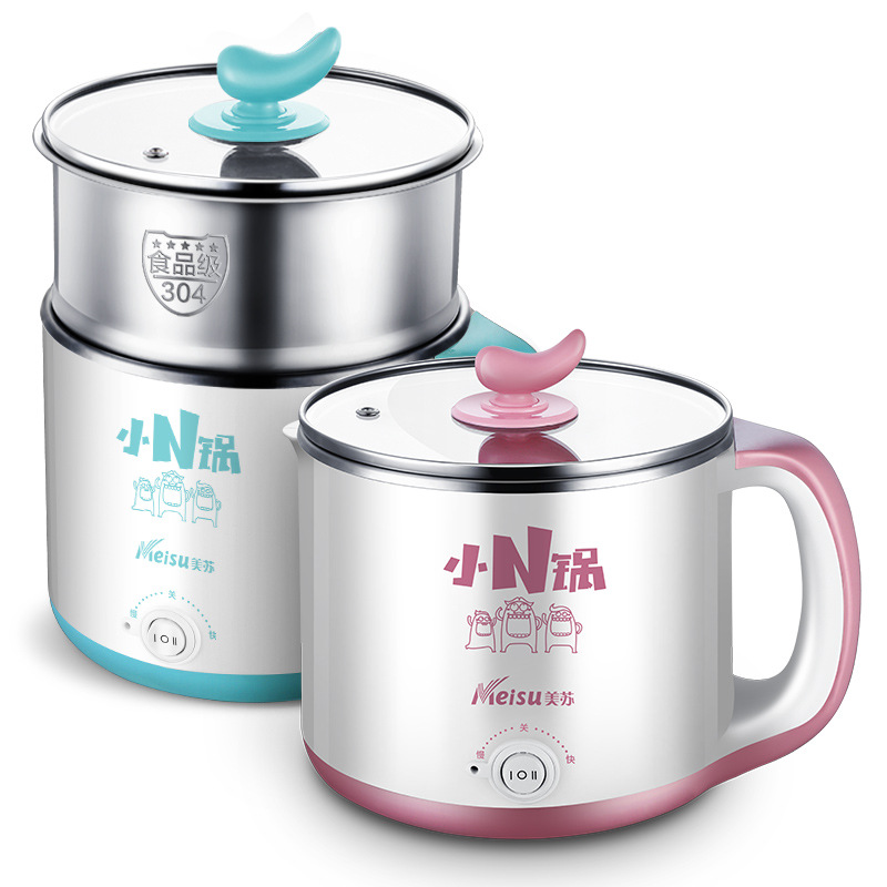 厂家批发美苏1.5升304不锈钢宿舍小功率电煮锅学生迷你电锅煮面锅|ms