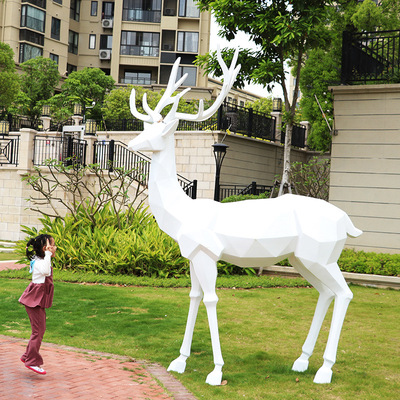 玻璃钢雕塑定做直销 玻璃钢卡通雕塑 玻璃钢梅花鹿雕塑 小鹿雕塑