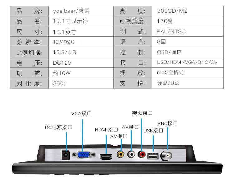 10.1寸接口图片