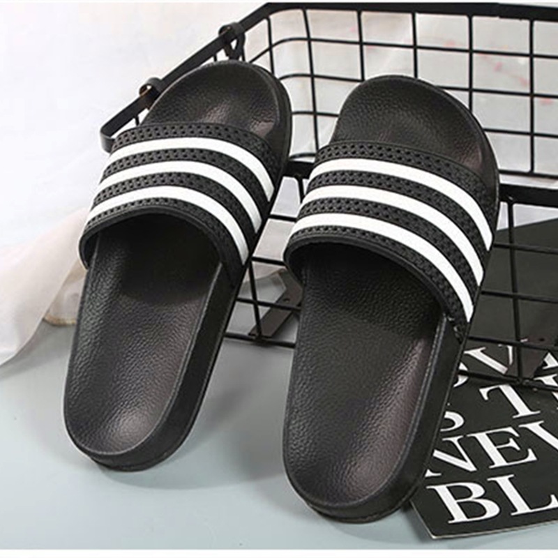 夏季条纹家居防滑拖鞋女士室内一字拖新款时尚三条杠凉拖厂家直销|ms