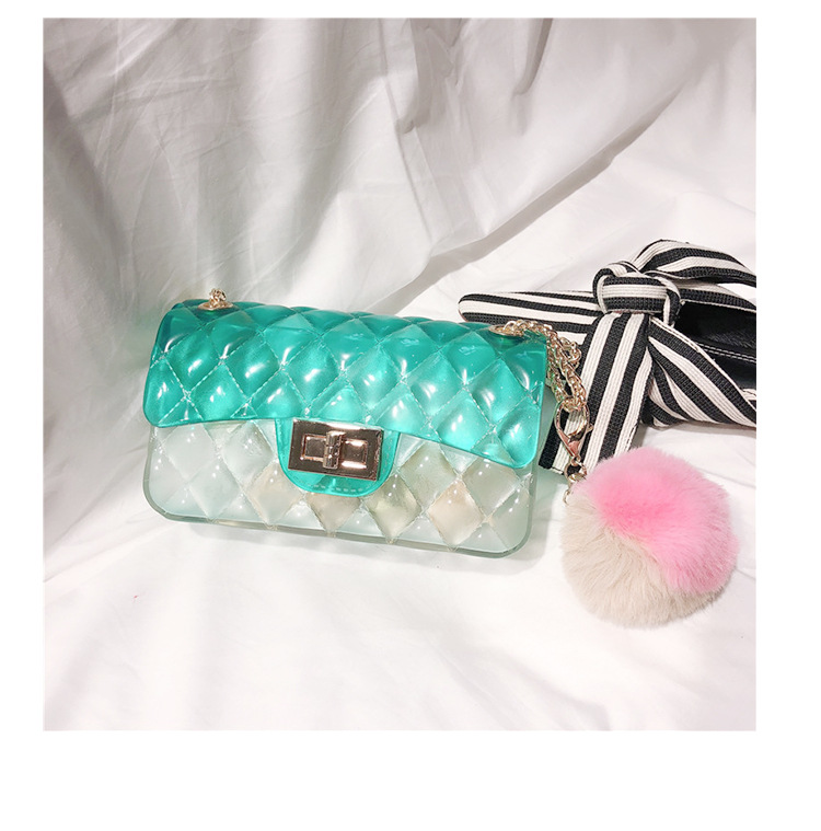 2025 Summer New gradient color jelly bag, ins diamond chain small square bag, single-shoulder crossbody women's bag undefined