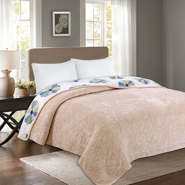 秋冬款欧式简约纯色双面法兰绒毛毯加厚毯子双人空调毛毯厂家发货