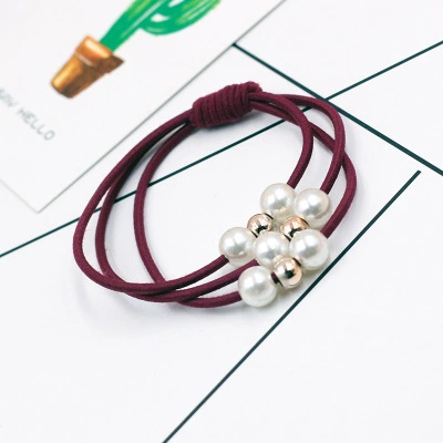 Fresh durable hair rope from pearl for adults, three in one, simple and elegant design