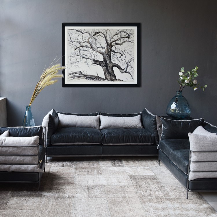 欧式简洁设计师铁艺沙发 复古工业风皮质做旧仿古简易沙发定制