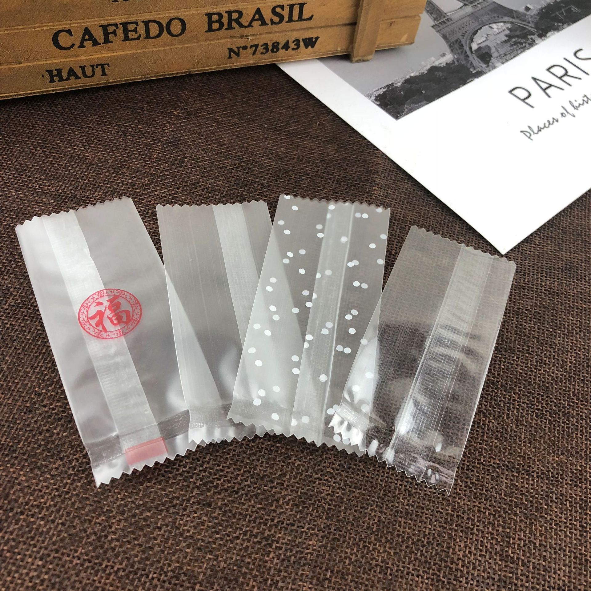 Engrosado hornear bolsa de embalaje de caramelo turrón hecho a mano bolsa de embalaje caramelo de papel bolsa de caramelo helado translúcido máquina sello bolsa