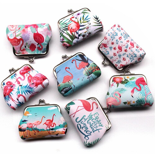New Flamingo Print Buckle Student Coin Purse Women's Iron Clip Coin Purse 3D Creative Children's Mouth Gold Bag