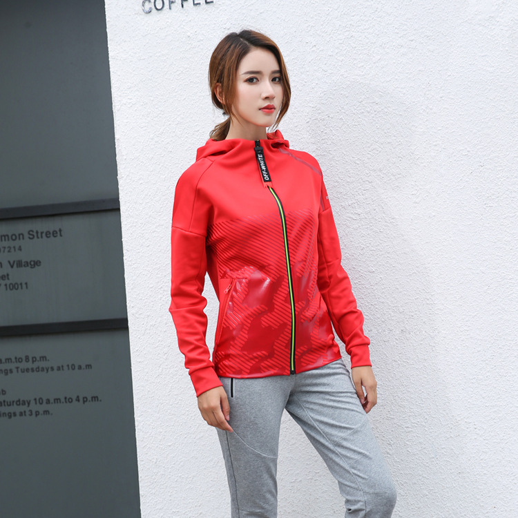 Sports jacket women 2020 Spring new pattern Hooded printing leisure time outdoors Athletic Wear Versatile run Bodybuilding jacket