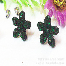 五個花瓣耳釘 歐美外貿原單飾品 綠水晶 水鑽耳飾 100元混批