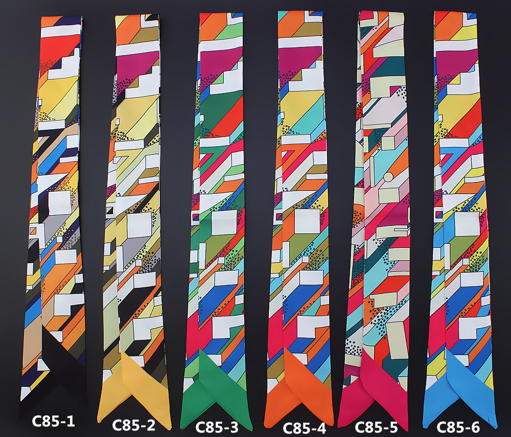 Mai Tong Europe and the United States in autumn and winter new silk scarf printing ever-changing imitation silk scarf women tie bag handle ribbon headband wholesale