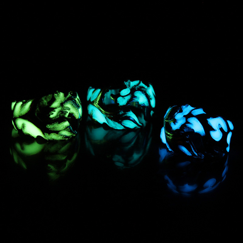 vintage irregular hollow multi-color luminous dragon ring wholesale nihaojewelry