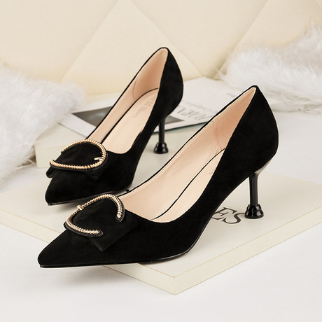 9333-3 Thời trang Hàn Quốc mũi nhọn cao gót cao gót da lộn mỏng giày nữ hoang dã giày cao gót gợi cảm Giày cao gót