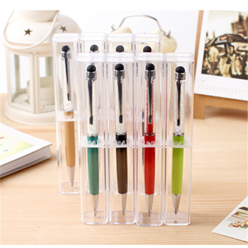 Direct Manufacturer Supply Mini Transparent Crystal Pen Box PP Plastic Stationery Bag Diamond Pen Gift Box Wholesale