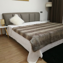 特价皮毯 毛毯 家居装饰毯子 条纹装饰毯 样板间盖毯 厂家货源