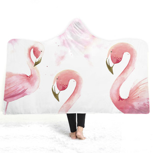 Flamingo hooded cloak blanket adult children hooded double plush blanket nap blanket Amazon wish