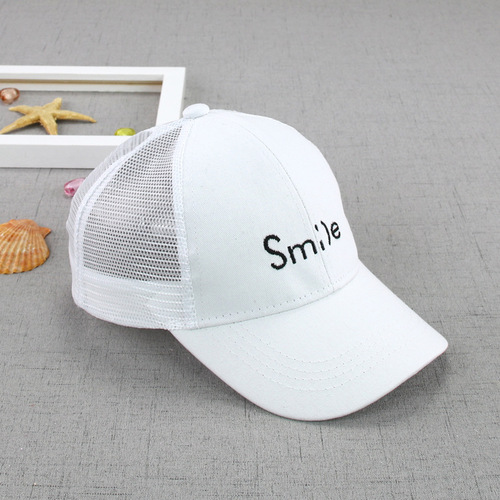 Smile letter children's mesh hat summer new children's peaked cap soft simple versatile children's hat MZ5917