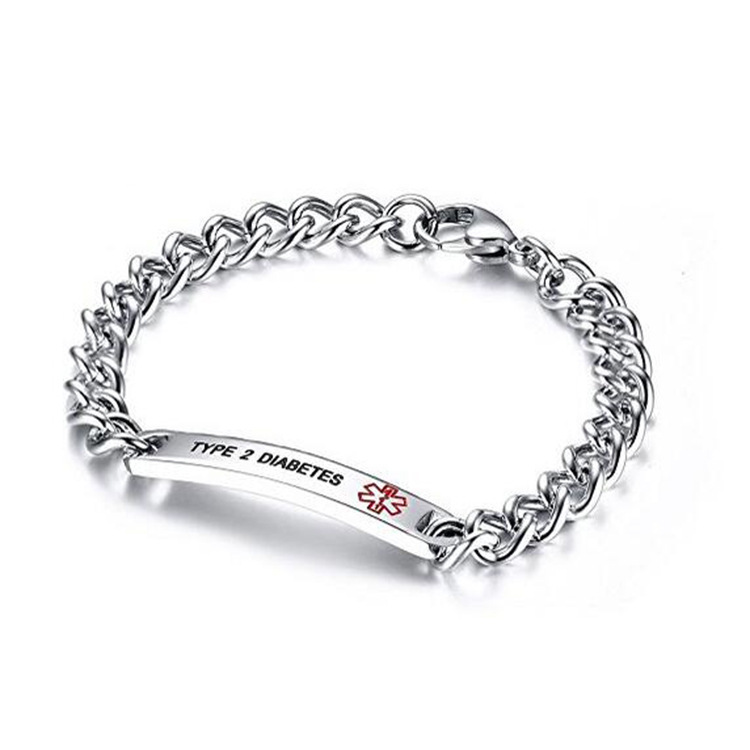 Factory direct AliExpress Amazon titanium steel bracelet stainless steel bracelet Medical LOGO wholesale can be fixed LOGO