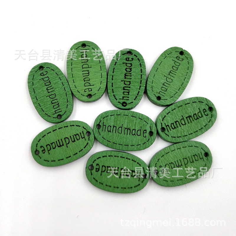 20mm color botón oval placa de madera hecho a mano láser logo decorativo hebilla 100