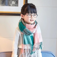 Children's checkered scarf baby autumn and winter cashmere-like thin scarf for boys Korean-style scarf for girls children's scarf for kids trendy
