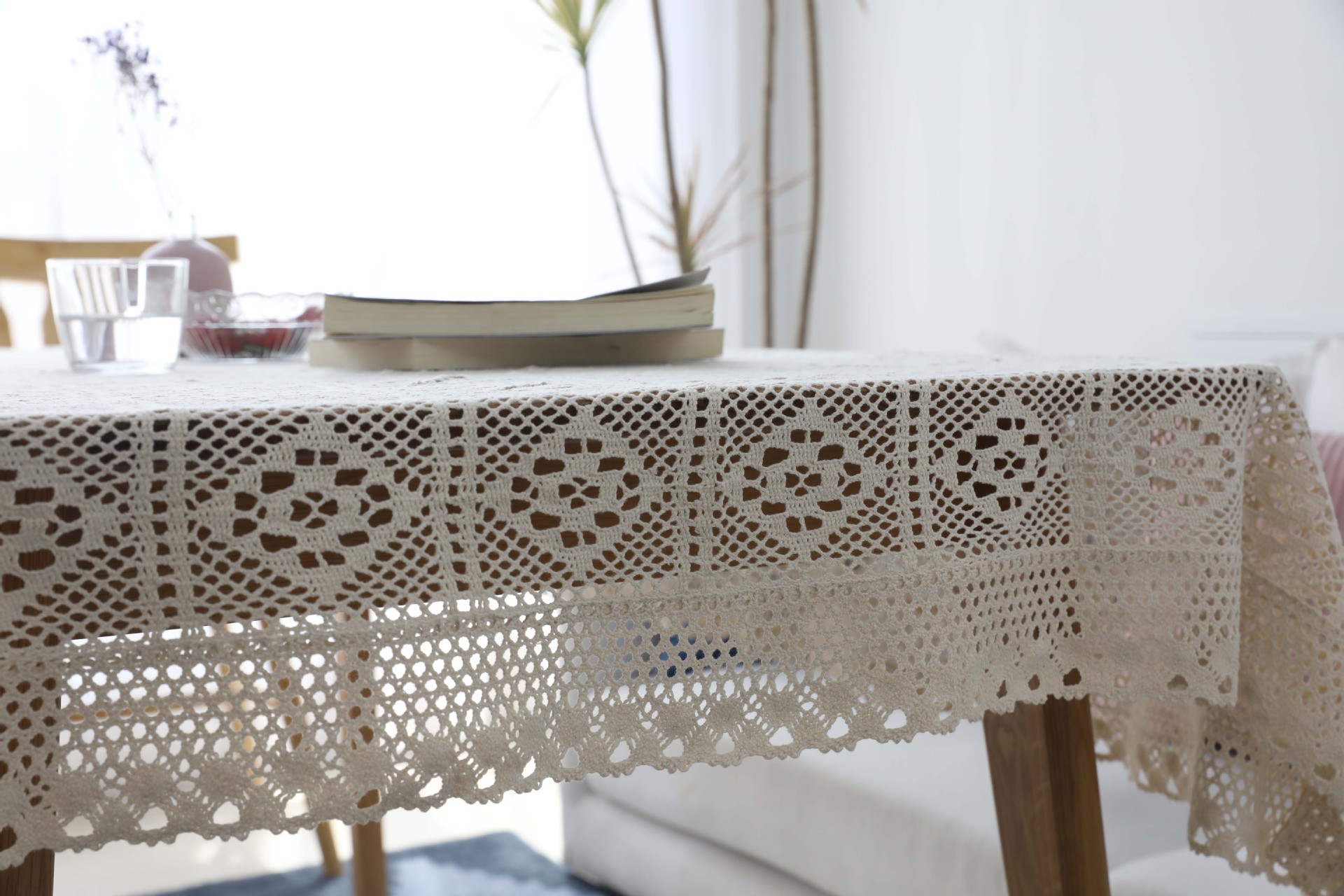 Vintage, Toalha De Mesa De Crochet De