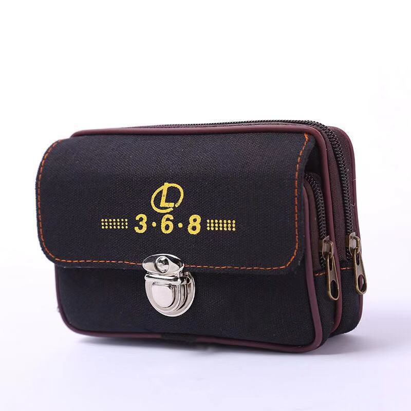 Multi-Function Interlock Horizontal Leisure Hanging Bag Men's Mobile Phone Bag Wear Belt Belt Belt Canvas Wear-Resistant Manufacturers Wholesale undefined