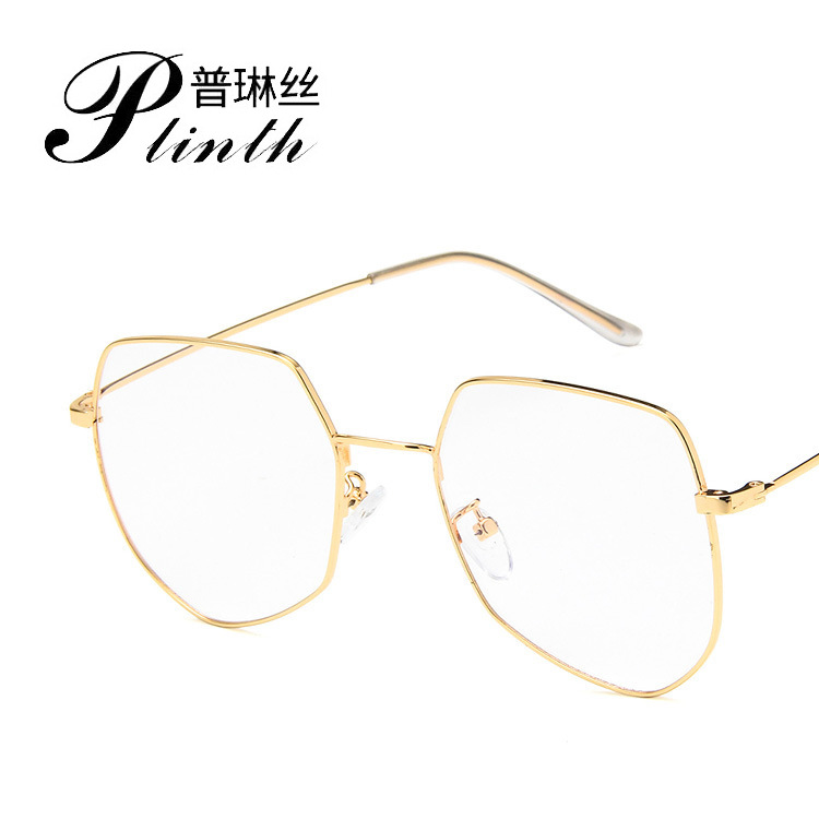 Japanese and Korean style large frame polygon 1875 retro irregular metal glasses frame with myopia glasses frame kick-off