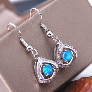 New fashion opal earrings personality charm twisted inlaid opal zircon earrings earrings little girl earrings