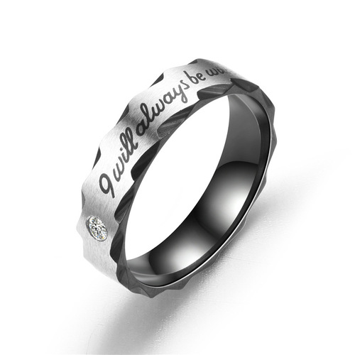 European and American classic fashion style, diamond-encrusted rose gold black pair ring LOVE, flower minions couple ring manufacturer