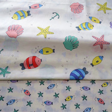 全棉纯棉斜纹印花幼儿园卡通布料床品宝宝面料批1.6米宽幅可爱鱼
