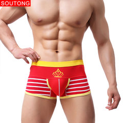 搜同新品男士內褲 條紋印花彈力舒適棉男式平角褲 性感個性韓版潮